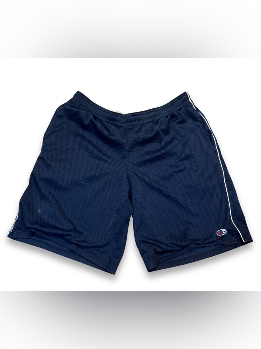 Champion Navy Athletic Mesh Shorts with White Piping